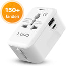 Universeller Weltstecker – 150+ Länder – 1 USB und 1 USB-C – Reisestecker Welt – Weiß