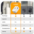 Universeller Weltstecker – 150+ Länder – 1 USB und 1 USB-C – Reisestecker Welt – Weiß