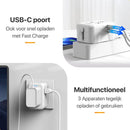Universeller Weltstecker – 150+ Länder – 1 USB und 1 USB-C – Reisestecker Welt – Weiß