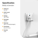 Universeller Weltstecker – 150+ Länder – 1 USB und 1 USB-C – Reisestecker Welt – Weiß