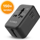 Zwarte Wereldstekker: 150+ Landen USB-C & USB