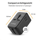 Zwarte Wereldstekker: 150+ Landen USB-C & USB