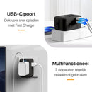 Zwarte Wereldstekker: 150+ Landen USB-C & USB