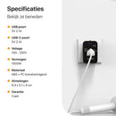 Zwarte Wereldstekker: 150+ Landen USB-C & USB