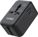 Zwarte Wereldstekker: 150+ Landen USB-C & USB
