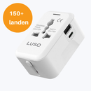 Universeller Weltstecker – 150+ Länder – 1 USB und 1 USB-C – Reisestecker Welt – Weiß