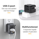 Reisestecker für die Welt – 4 USB-Anschlüsse – 170+ Länder – Weltstecker Universal – Schwarz
