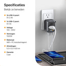 Reisestecker für die Welt – 4 USB-Anschlüsse – 170+ Länder – Weltstecker Universal – Schwarz
